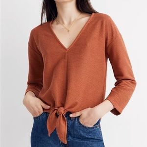 Madewell Texture and Thread Long Sleeve Tie Front Sweater